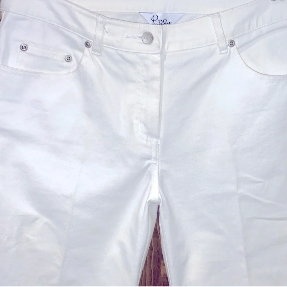 Lilly Pulitzer Jeans Resort White Beaded Palm Tree Ankle Cropped Size 4 - Picture 4 of 7